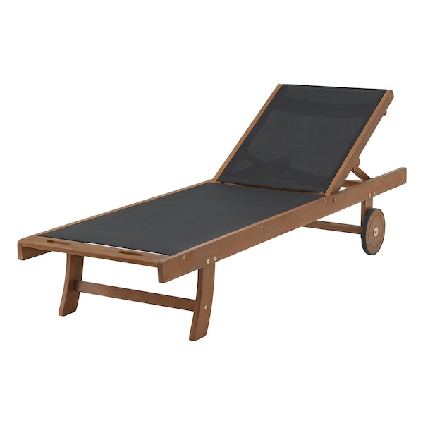 Alaterre Furniture Caspian Eucalyptus Wood Outdoor Lounge Chair with Mesh Seating ANCP01EBO - main